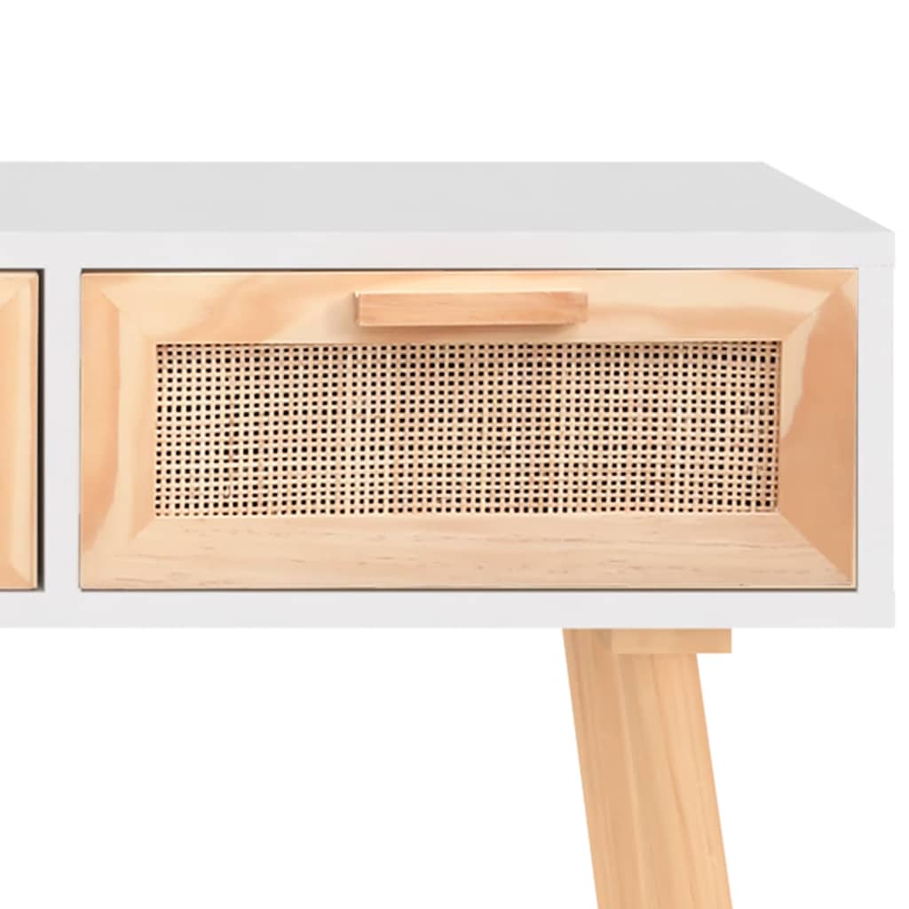 Console Table | White | Engineered wood, solid pinewood, natural rattan