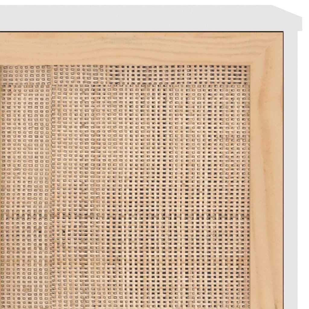 Sideboard | White | Engineered wood, solid pinewood, natural rattan