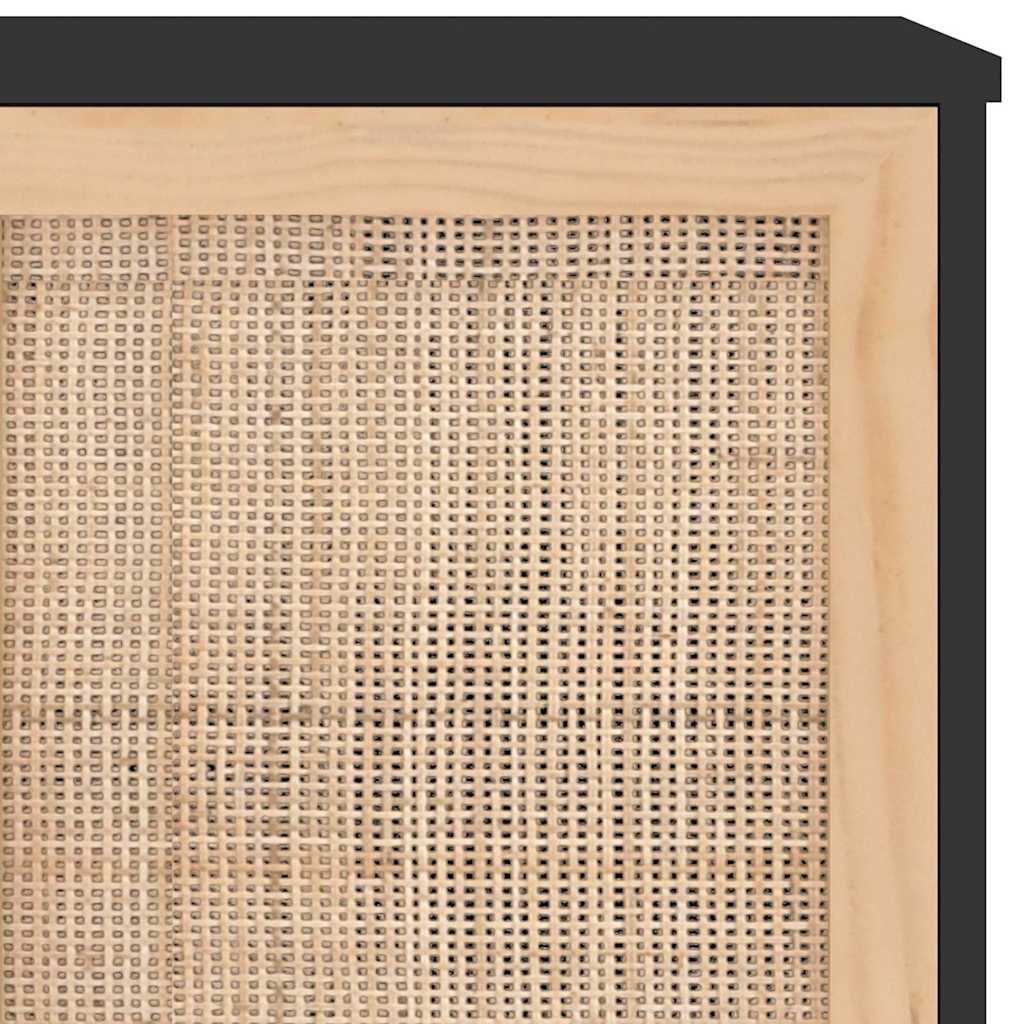 Sideboard | Black | Engineered wood, Solid pine wood, Natural rattan