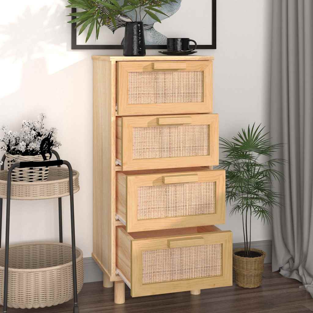 Sideboard | Brown | Engineered Wood, Solid Pine Wood, Natural Rattan