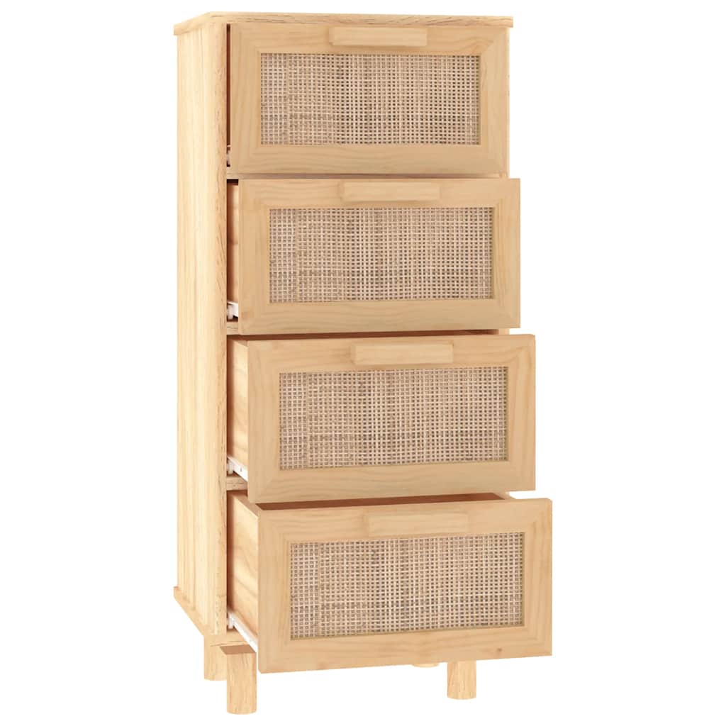 Sideboard | Brown | Engineered Wood, Solid Pine Wood, Natural Rattan