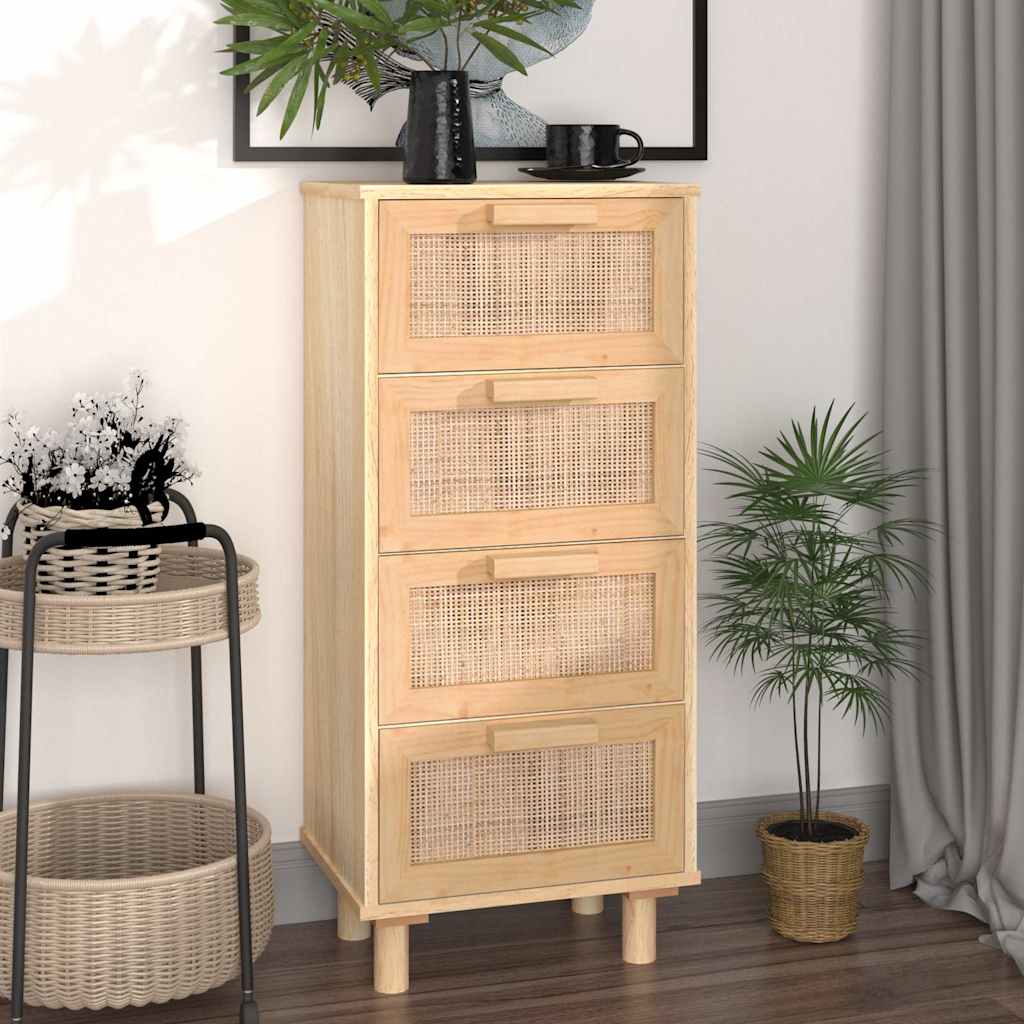 Sideboard | Brown | Engineered Wood, Solid Pine Wood, Natural Rattan