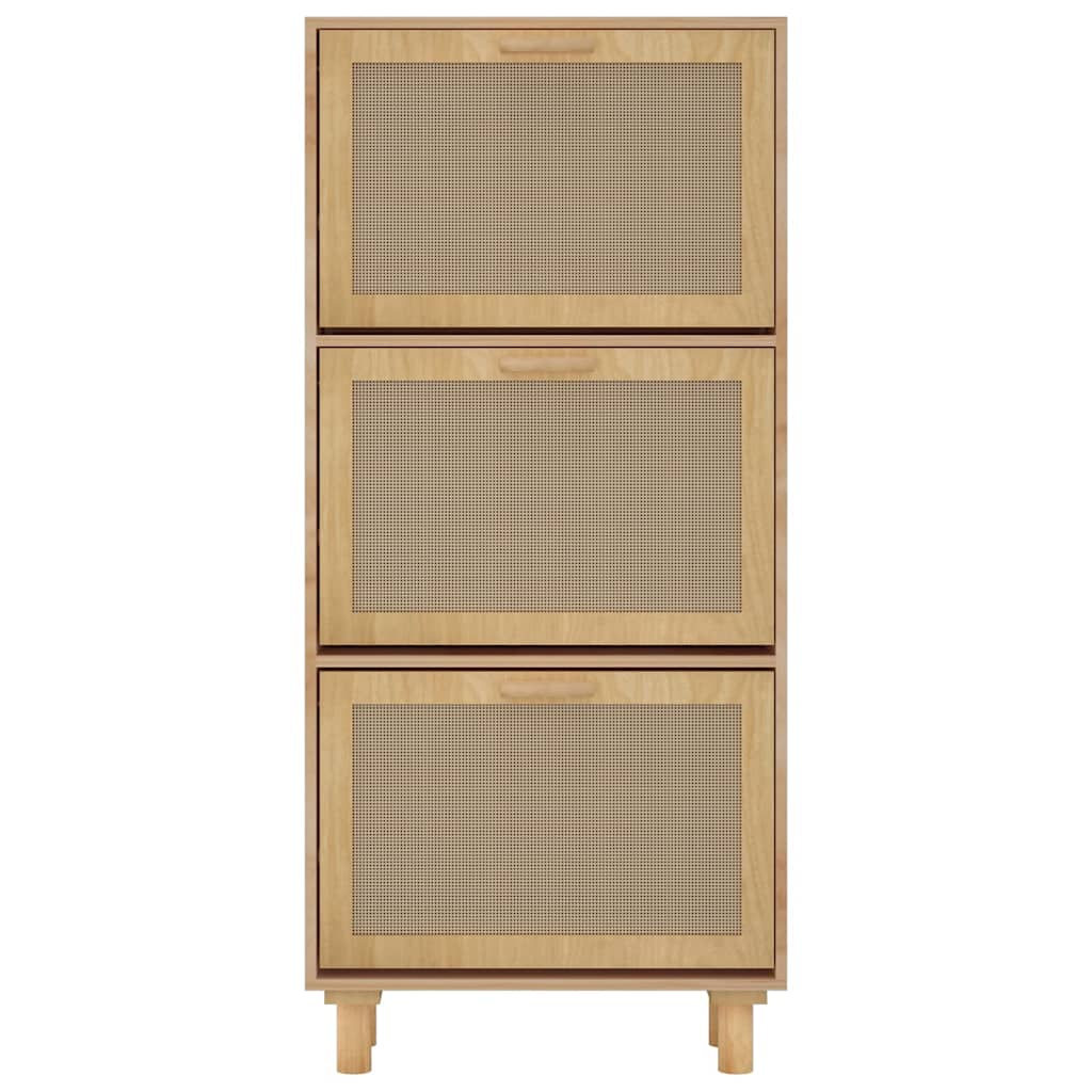 Shoe Cabinet Brown 52x25x115 cm Engineered Wood&Natural Rattan