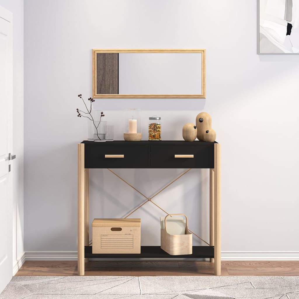 vidaXL Console Table Black 82x38x75 cm Engineered Wood