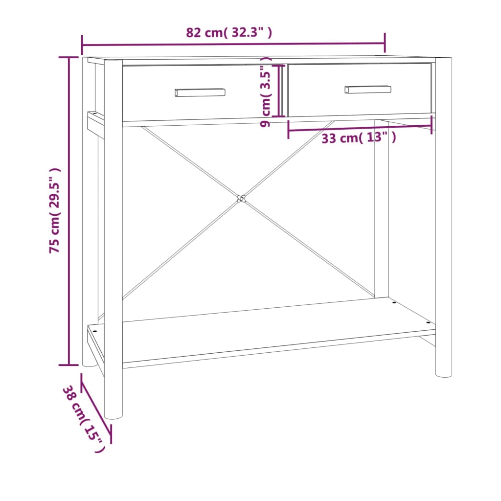 vidaXL Console Table 82x38x75 cm Engineered Wood