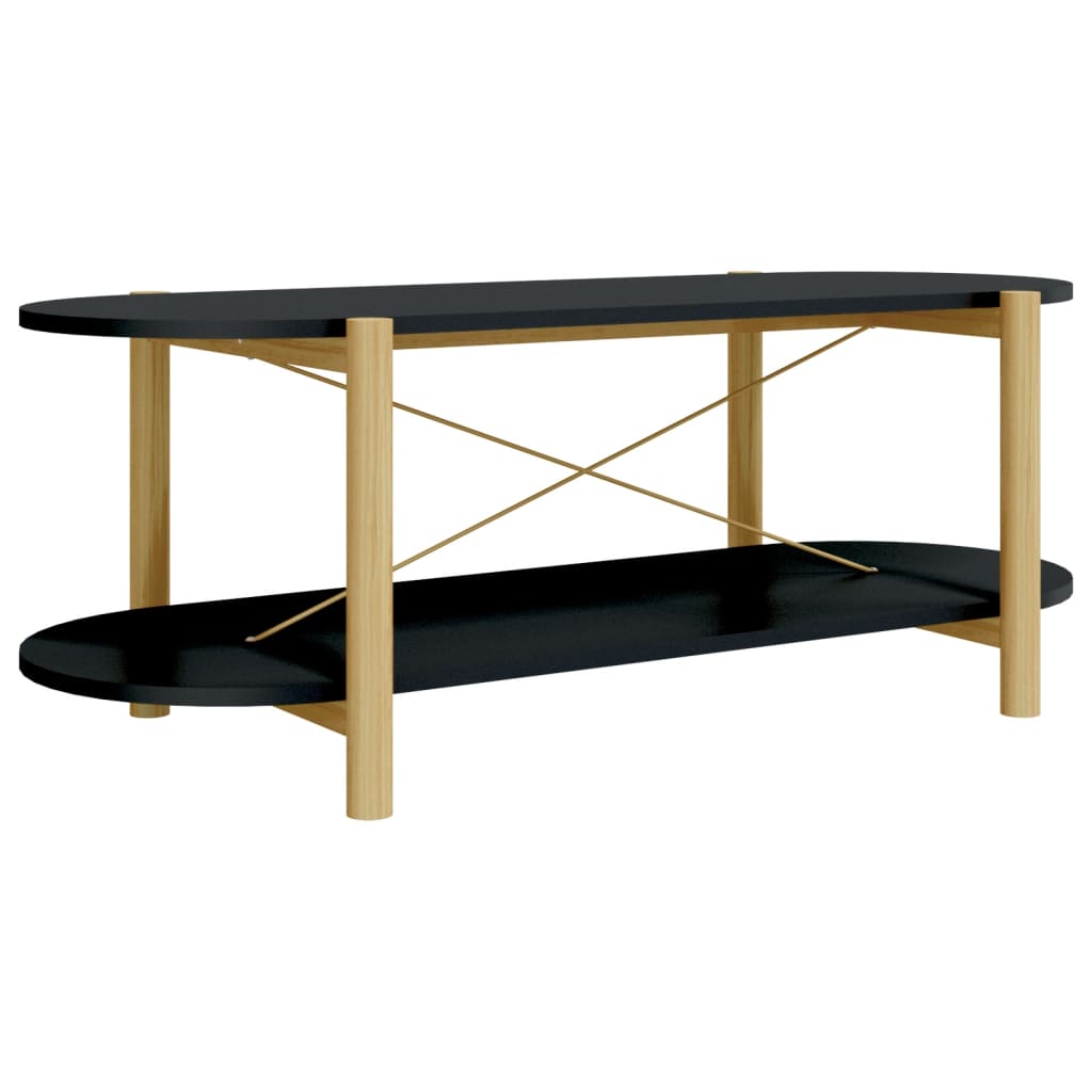 Coffee Table | Black | Engineered wood, Solid pine wood, Metal | Regular