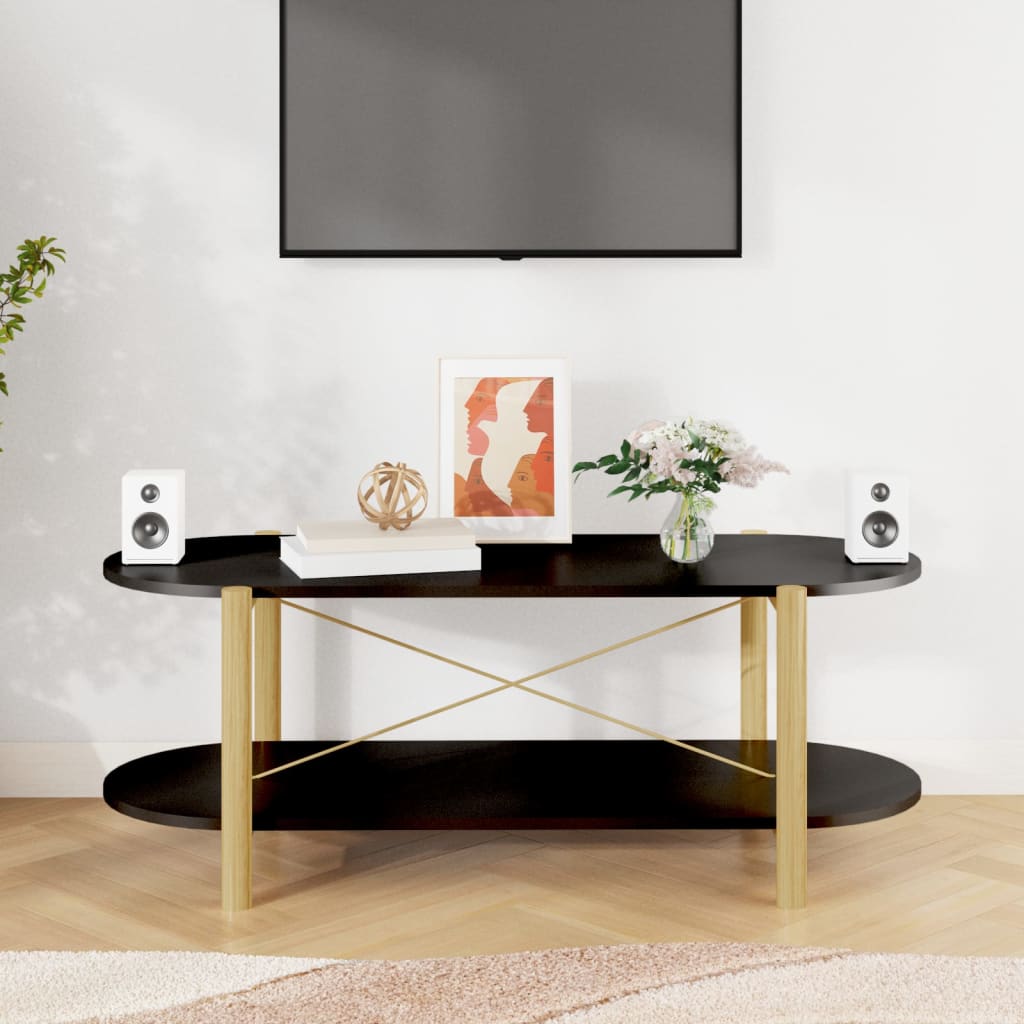 Coffee Table | Black | Engineered wood, Solid pine wood, Metal | Regular