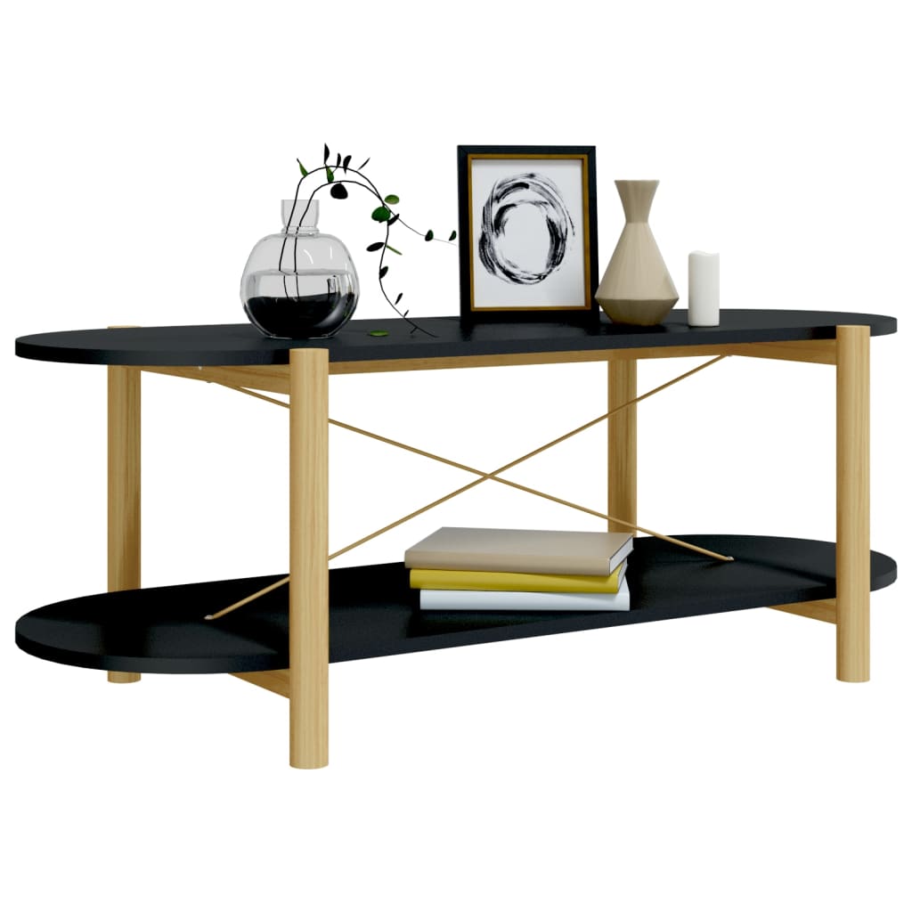 Coffee Table | Black | Engineered wood, Solid pine wood, Metal | Regular