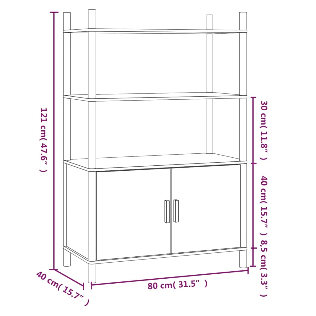 Highboard Black 80x40x121 cm Engineered Wood