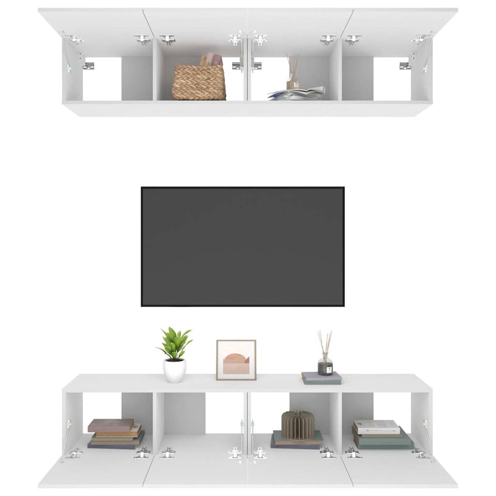 4 Piece TV Cabinet Set White 80x30x30 cm Engineered Wood