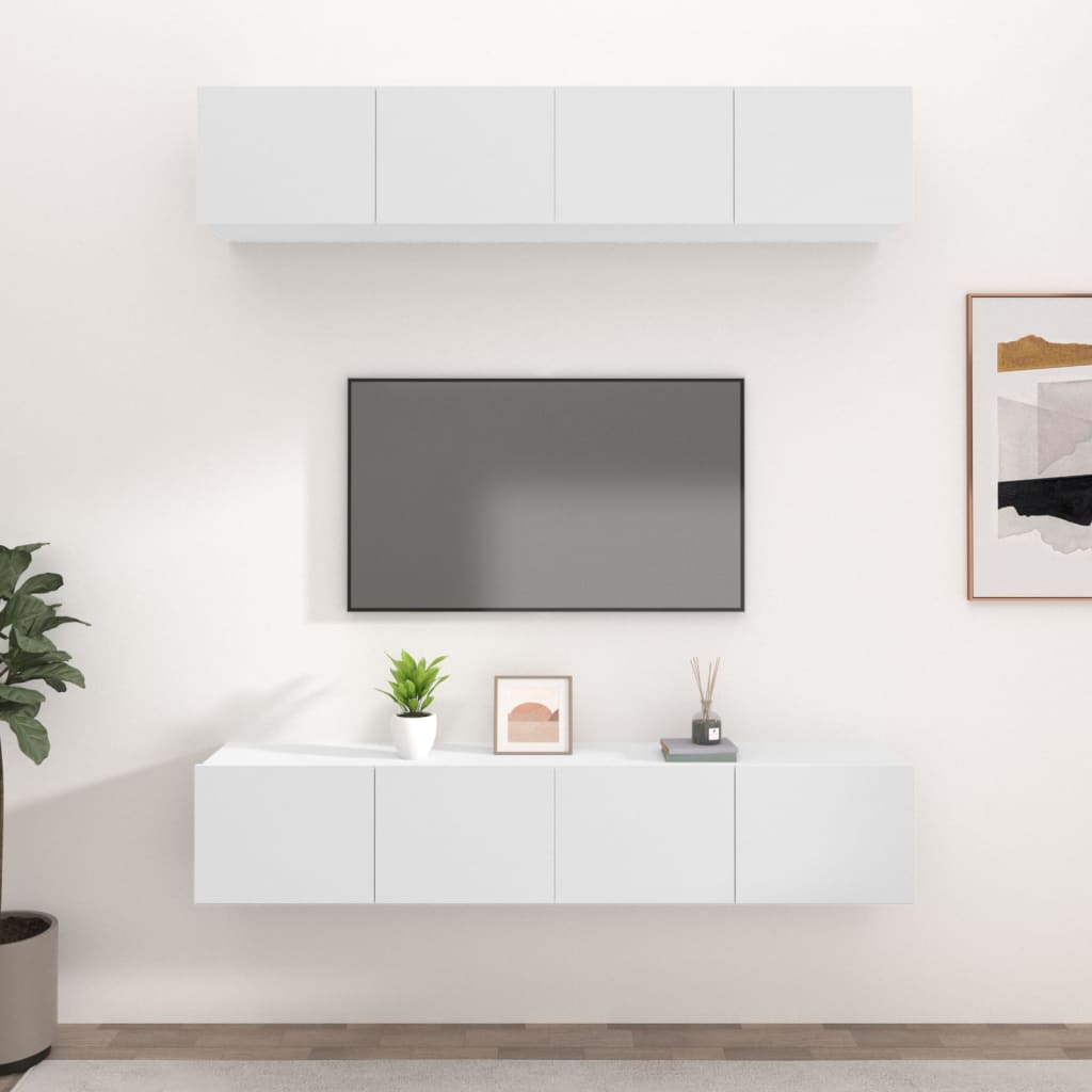 4 Piece TV Cabinet Set White 80x30x30 cm Engineered Wood
