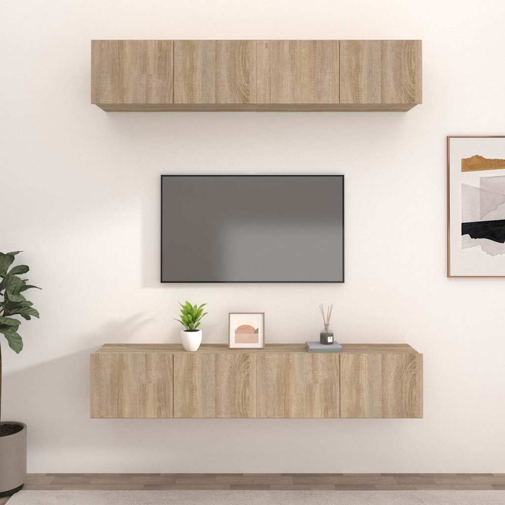 4 Piece TV Cabinet Set Sonoma Oak 80x30x30 cm Engineered Wood