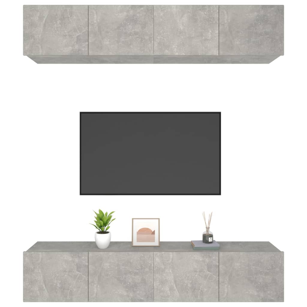 vidaXL TV Cabinets 4 pcs Concrete Grey 80x30x30 cm Engineered Wood