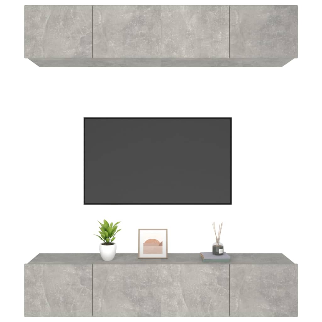 4 Piece TV Cabinet Set Concrete Grey 80x30x30 cm Engineered Wood