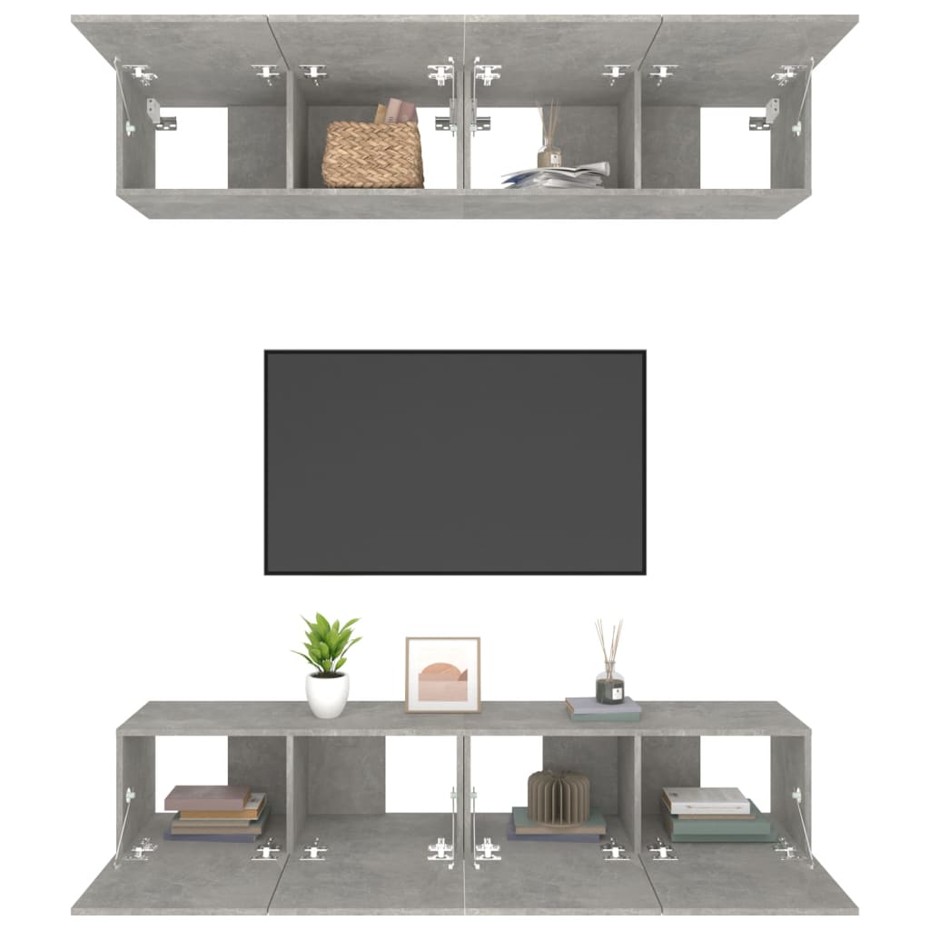 vidaXL TV Cabinets 4 pcs Concrete Grey 80x30x30 cm Engineered Wood