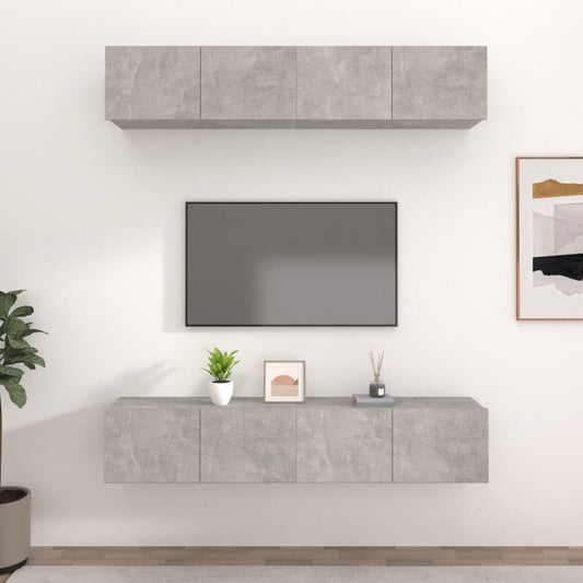 vidaXL TV Cabinets 4 pcs Concrete Grey 80x30x30 cm Engineered Wood