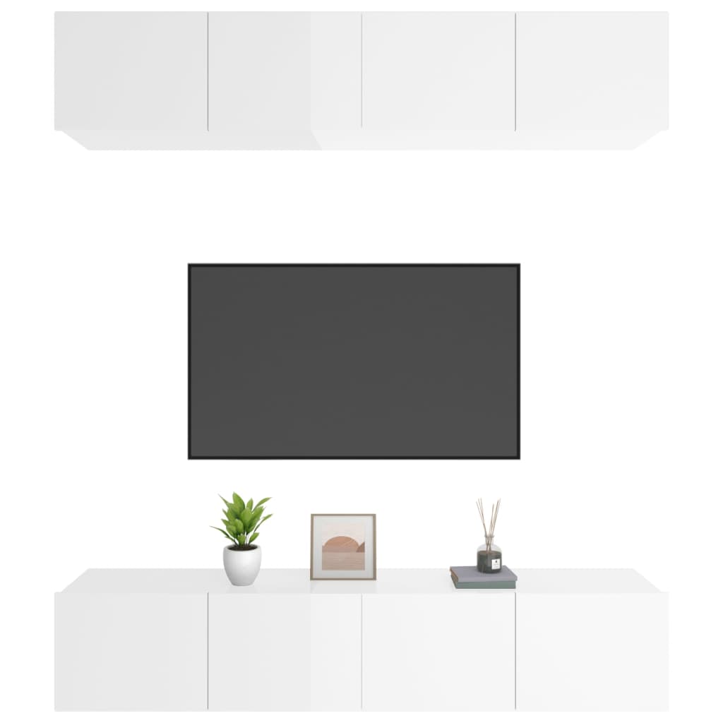 vidaXL TV Cabinets 4 pcs High Gloss White 80x30x30 cm Engineered Wood