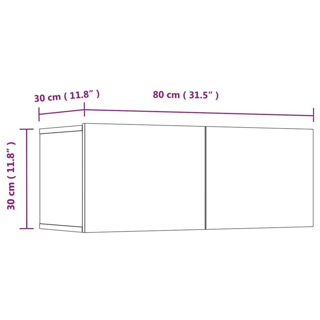 vidaXL TV Cabinets 4 pcs High Gloss White 80x30x30 cm Engineered Wood