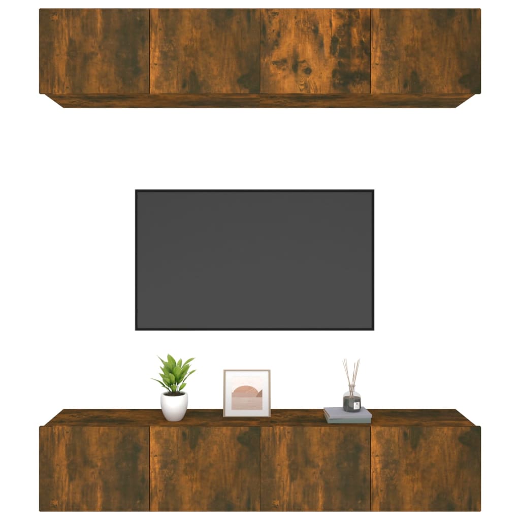 vidaXL TV Cabinets 4 pcs Smoked Oak 80x30x30 cm Engineered Wood