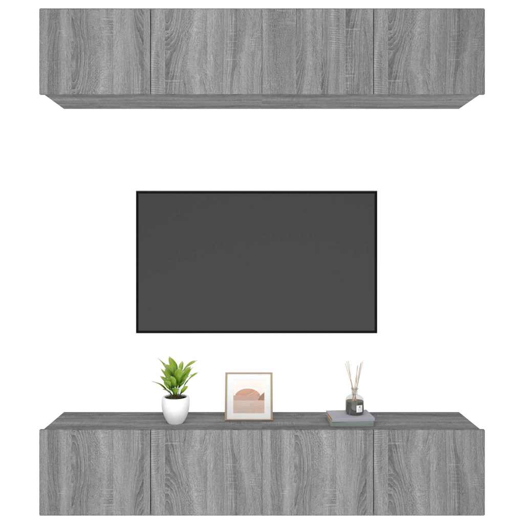 4 Piece TV Cabinet Set Grey Sonoma 80x30x30 cm Engineered Wood