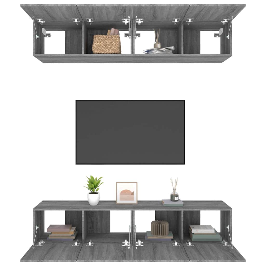 4 Piece TV Cabinet Set Grey Sonoma 80x30x30 cm Engineered Wood
