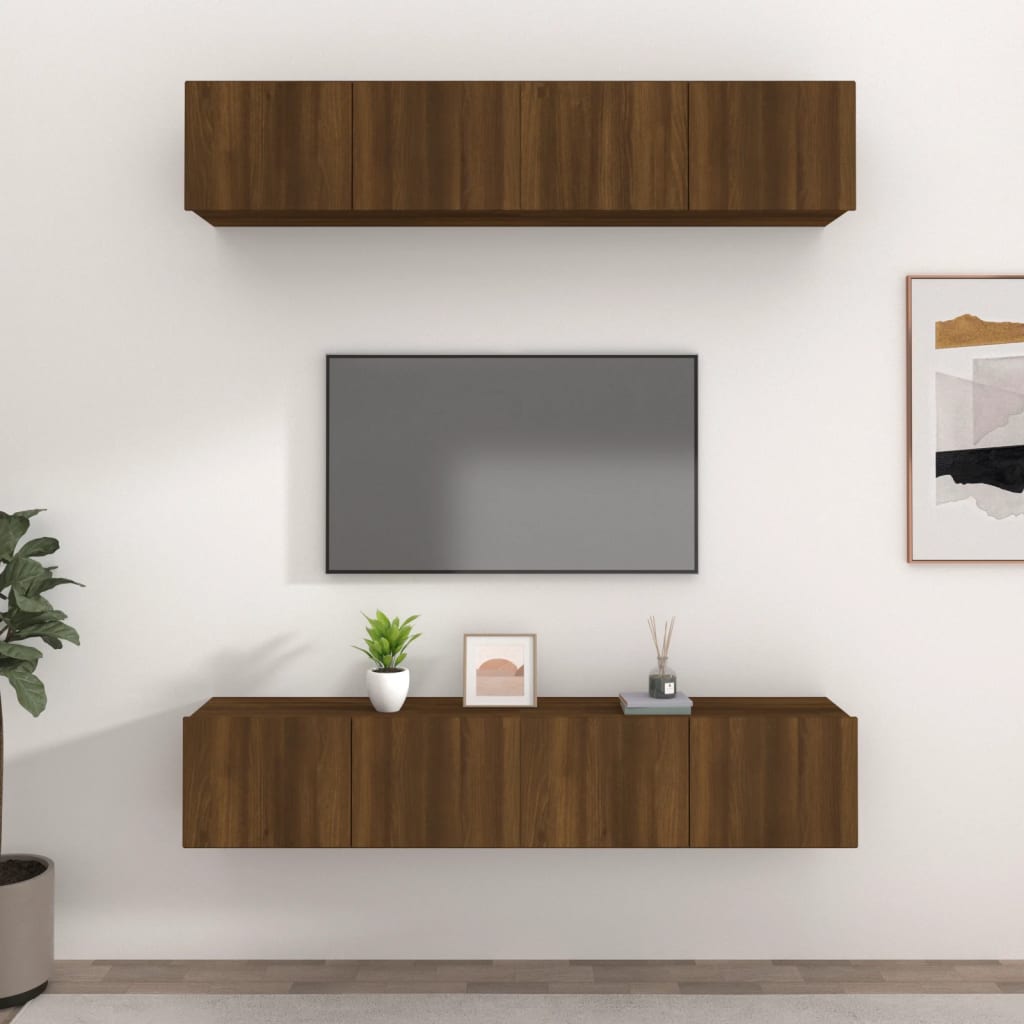 vidaXL TV Cabinets 4 pcs Brown Oak 80x30x30 cm Engineered Wood