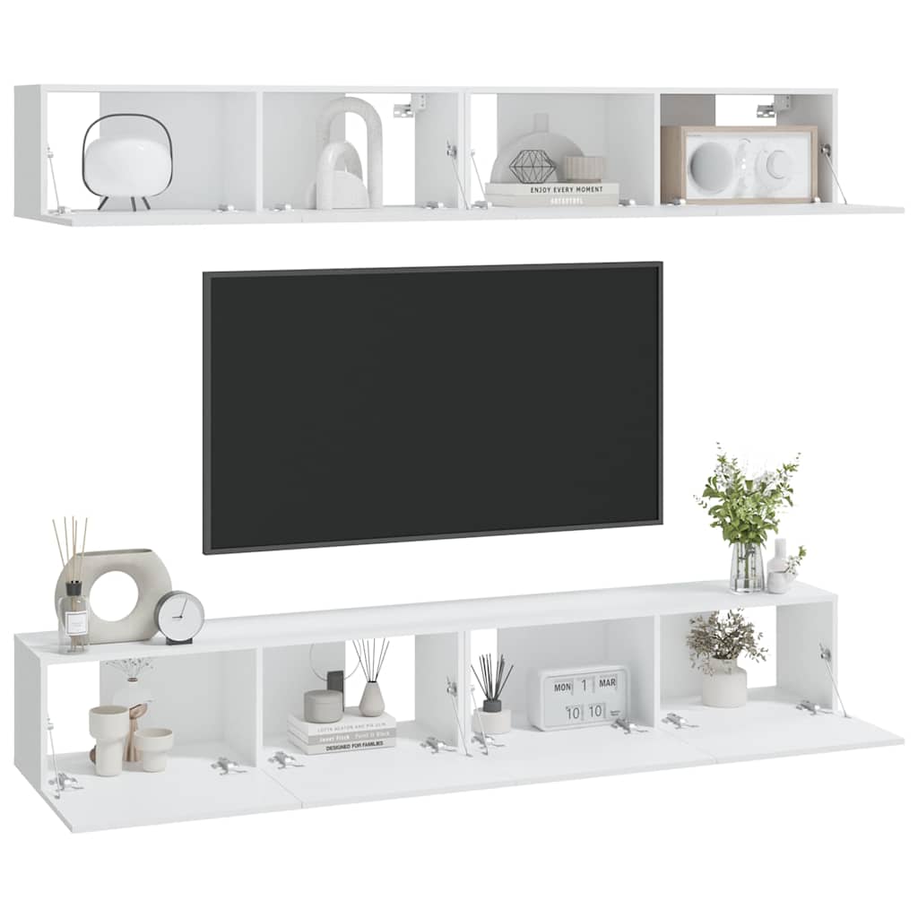 4 Piece Wall-mounted TV Cabinet Set White 100x30x30 cm