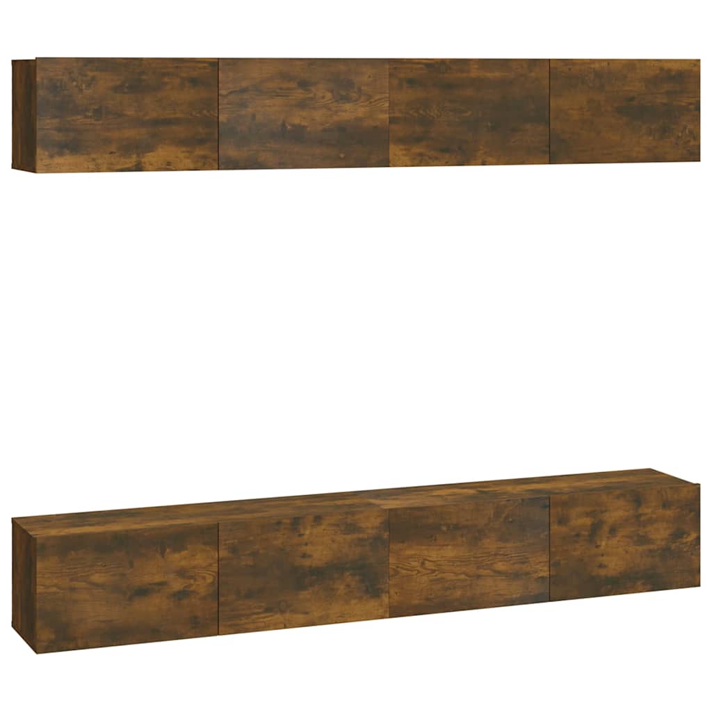 4 Piece Wall-mounted TV Cabinet Set Smoked Oak 100x30x30 cm