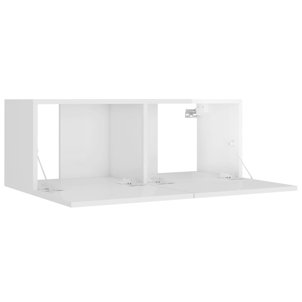 vidaXL 4 Piece TV Cabinet Set High Gloss White Engineered Wood