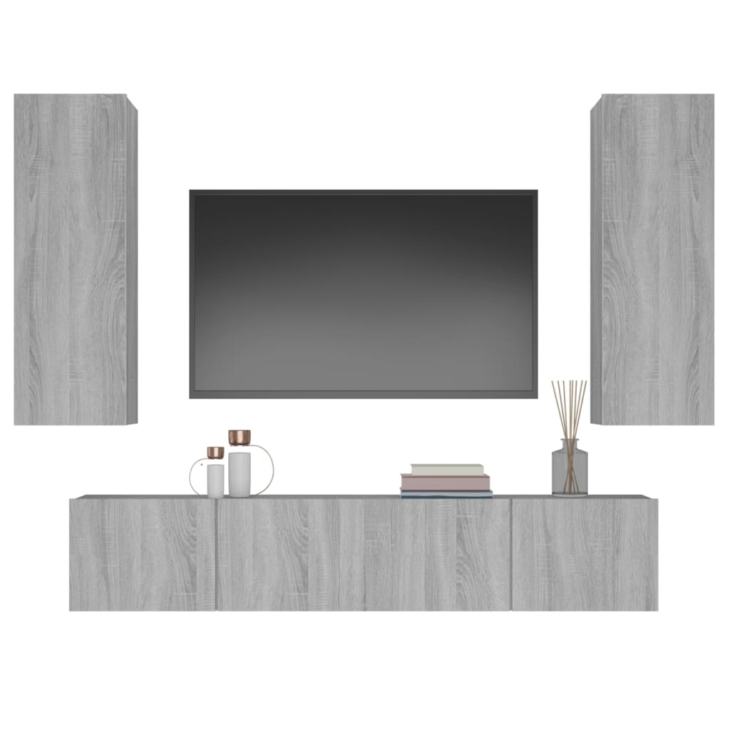 4 Piece TV Cabinet Set Grey Sonoma Engineered Wood