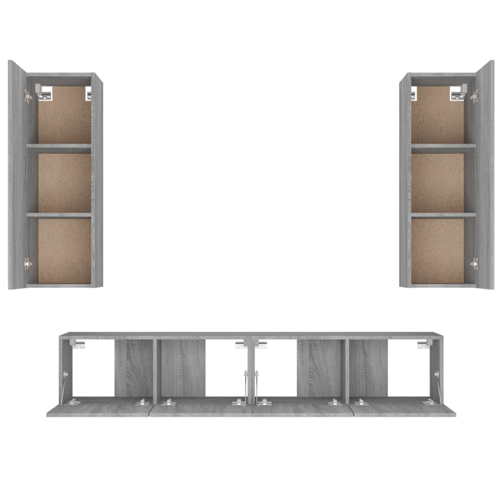4 Piece TV Cabinet Set Grey Sonoma Engineered Wood