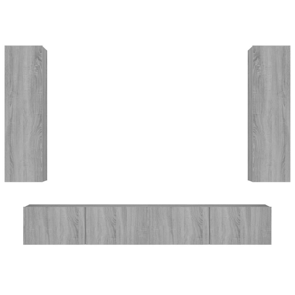 vidaXL 4 Piece TV Cabinet Set Grey Sonoma Engineered Wood