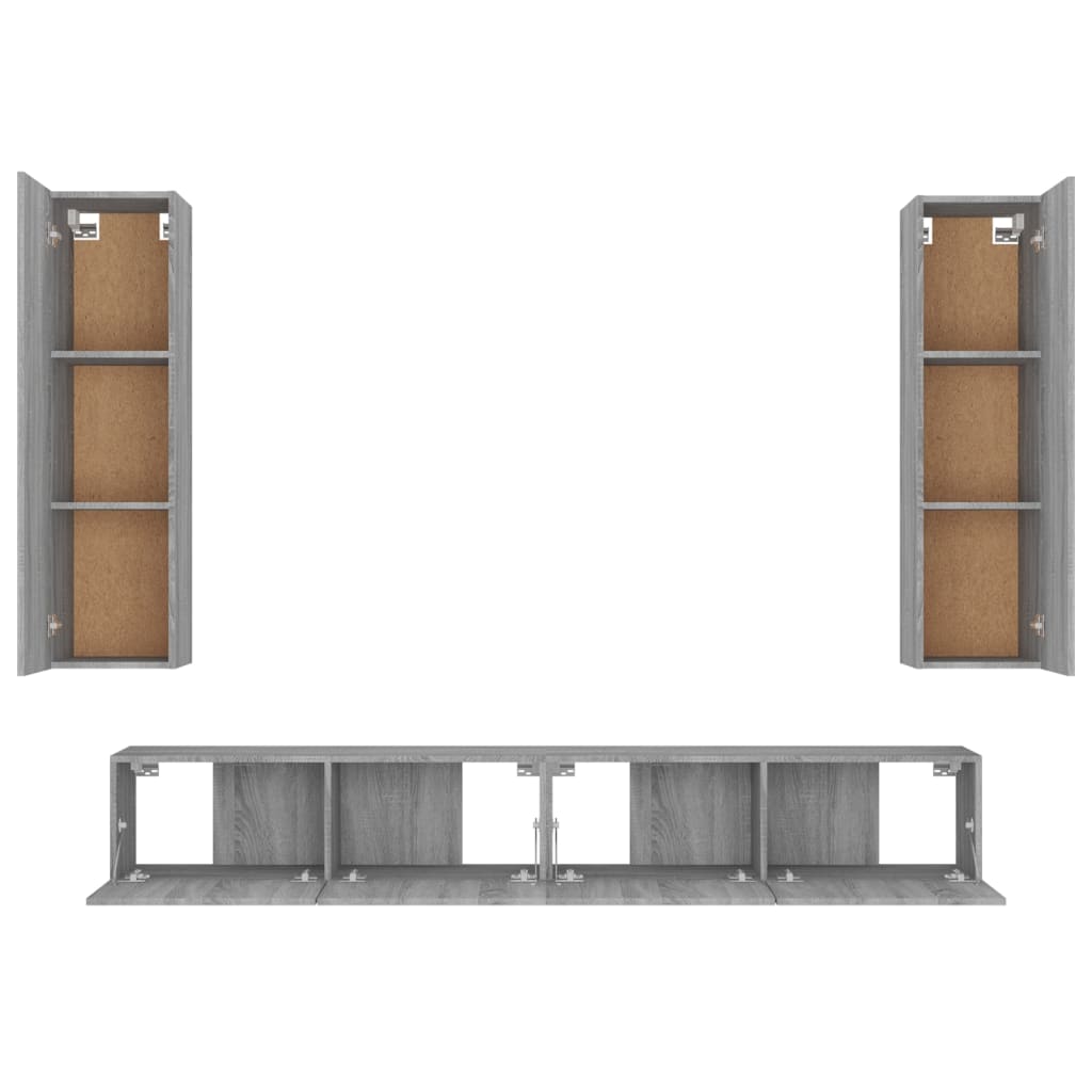 vidaXL 4 Piece TV Cabinet Set Grey Sonoma Engineered Wood