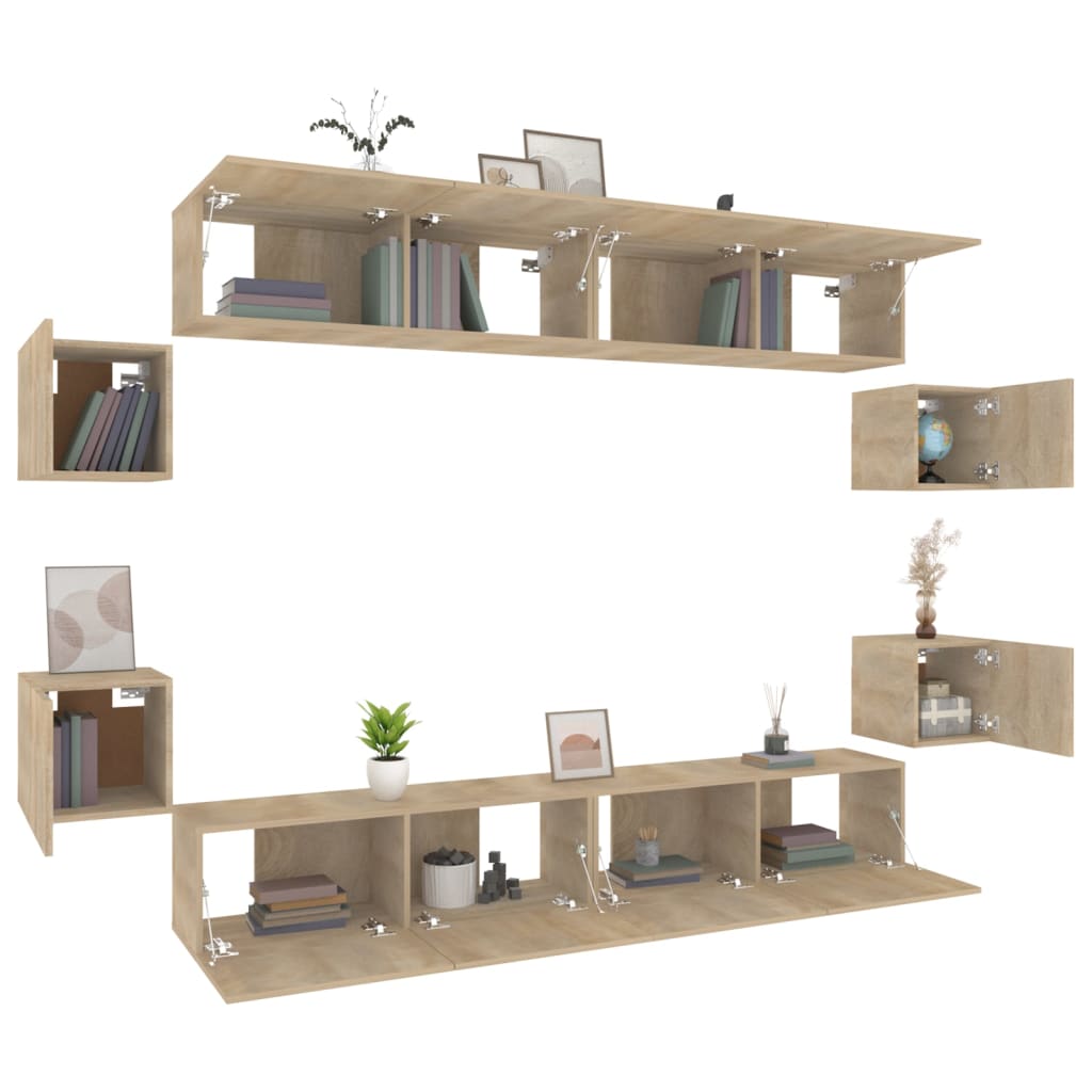 8 Piece TV Cabinet Set Sonoma Oak Engineered Wood
