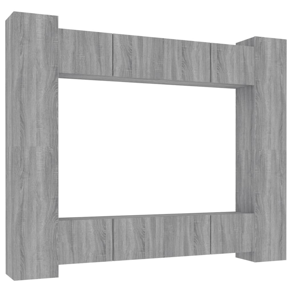 8 Piece TV Cabinet Set Grey Sonoma Engineered Wood