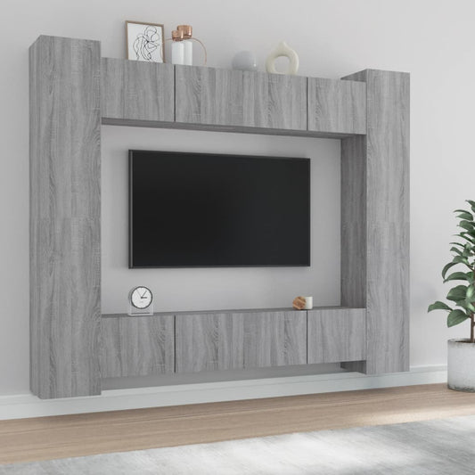 8 Piece TV Cabinet Set Grey Sonoma Engineered Wood