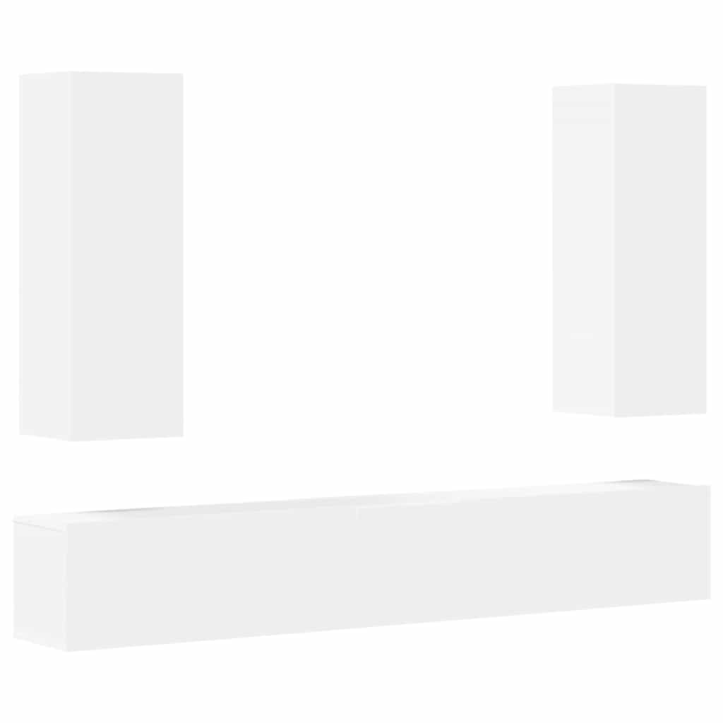 5 Piece TV Cabinet Set White Engineered Wood