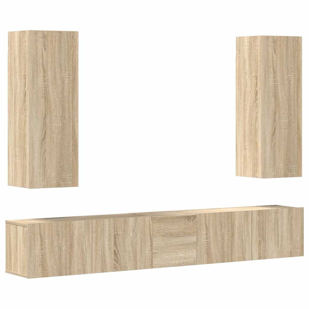 5 Piece TV Cabinet Set Sonoma Oak Engineered Wood