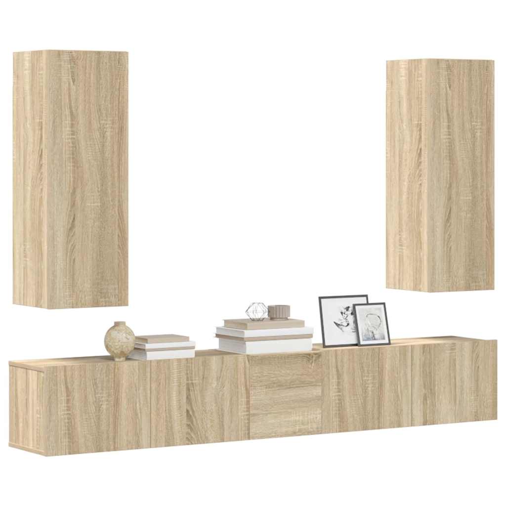 5 Piece TV Cabinet Set Sonoma Oak Engineered Wood