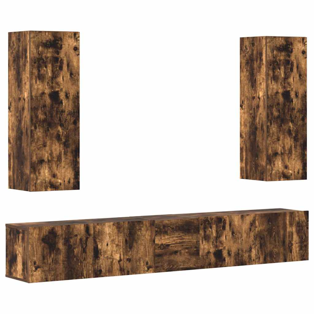 5 Piece TV Cabinet Set Smoked Oak Engineered Wood