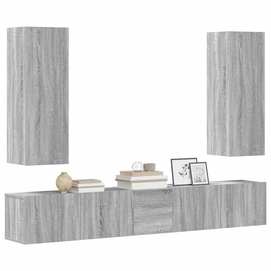 5 Piece TV Cabinet Set Grey Sonoma Engineered Wood