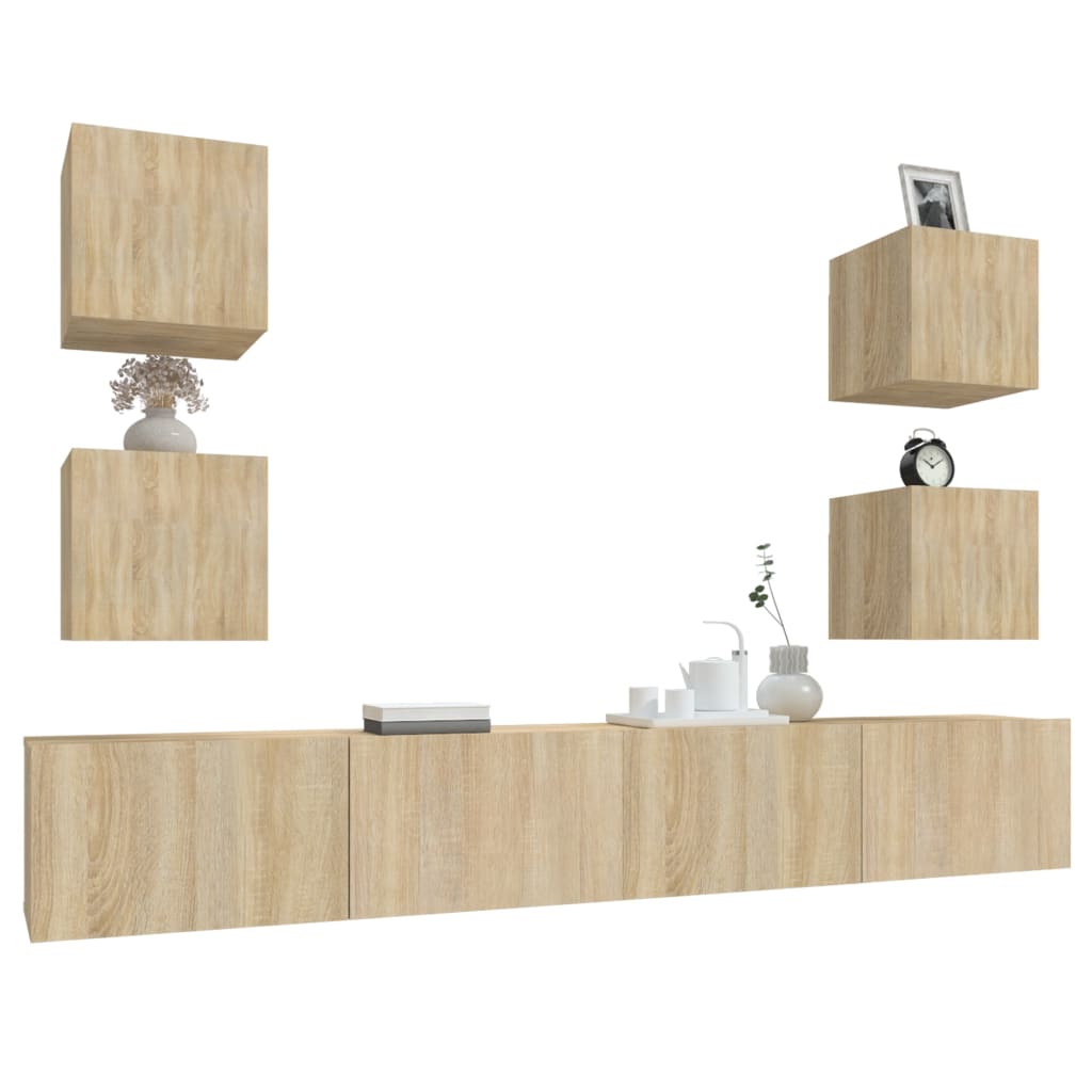 6 Piece TV Cabinet Set Sonoma Oak Engineered Wood