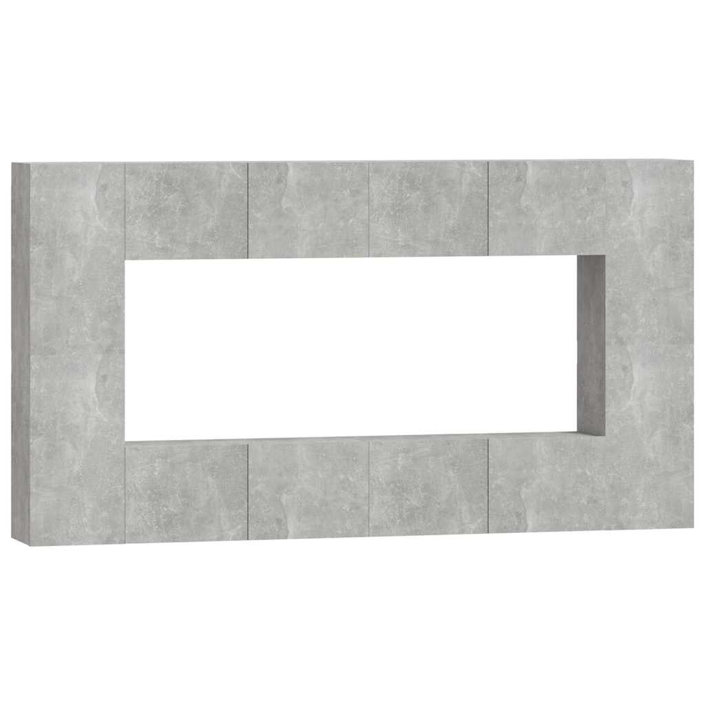 8 Piece TV Cabinet Set Concrete Grey Engineered Wood