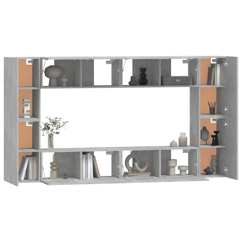 8 Piece TV Cabinet Set Concrete Grey Engineered Wood