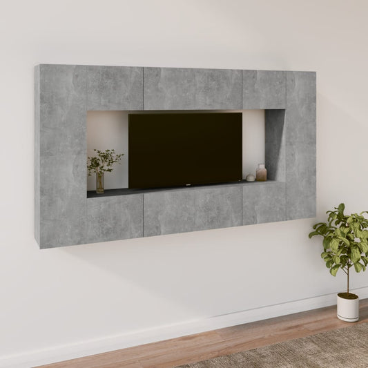 8 Piece TV Cabinet Set Concrete Grey Engineered Wood
