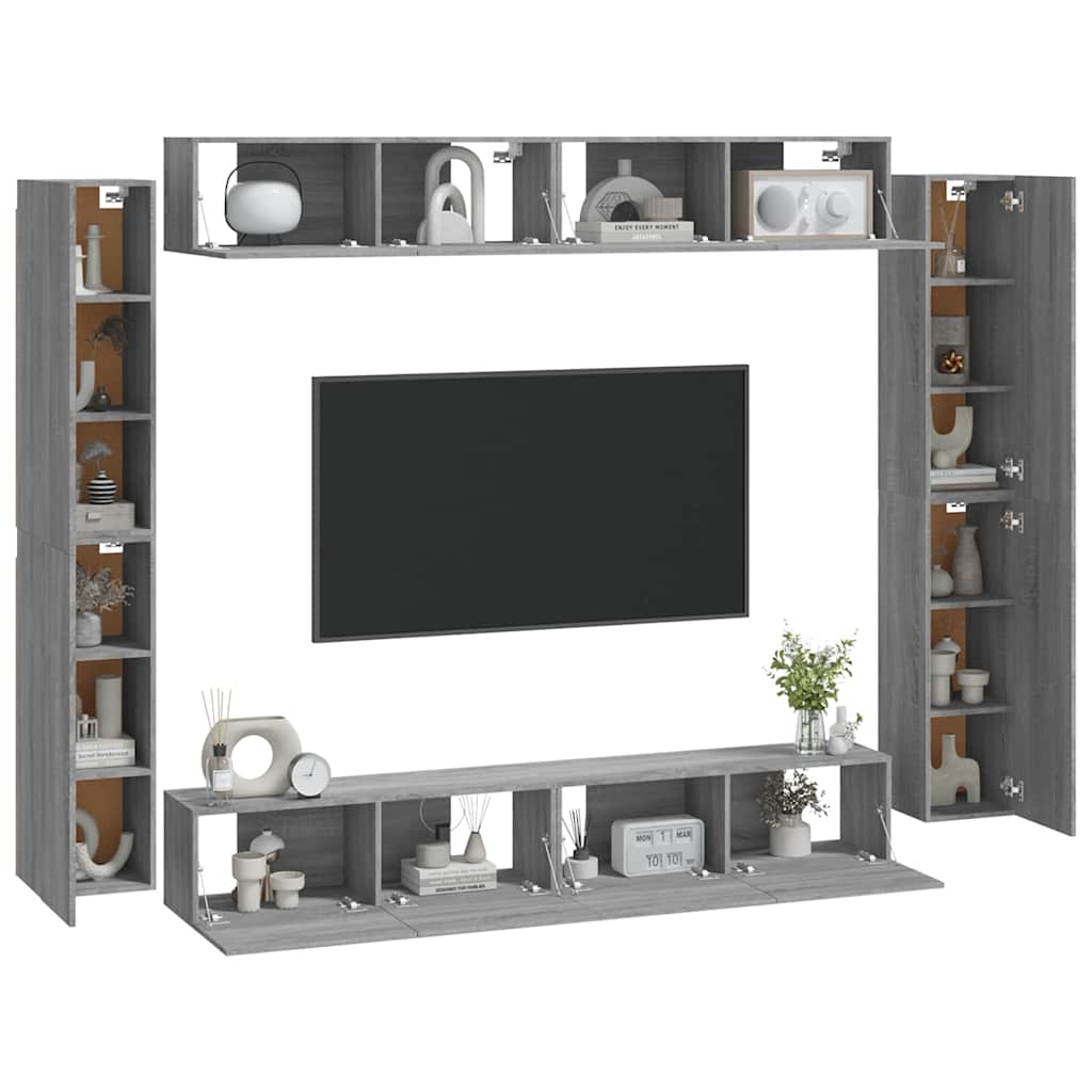 8 Piece TV Cabinet Set Grey Sonoma Engineered Wood