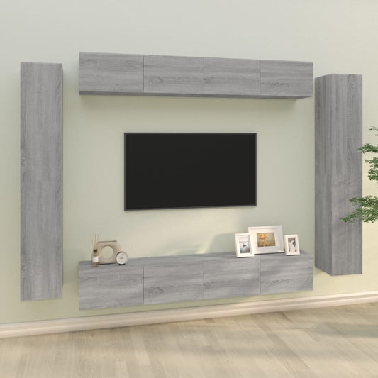 8 Piece TV Cabinet Set Grey Sonoma Engineered Wood