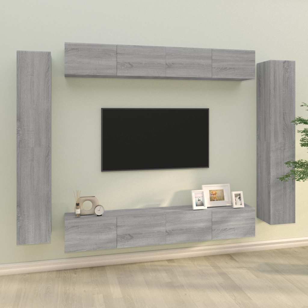 8 Piece TV Cabinet Set Grey Sonoma Engineered Wood