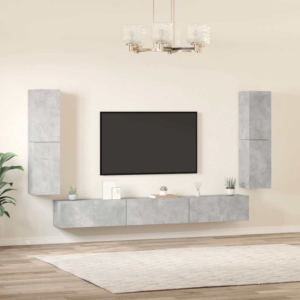 7 Piece TV Cabinet Set Concrete Grey Engineered Wood