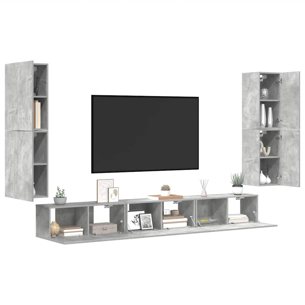 7 Piece TV Cabinet Set Concrete Grey Engineered Wood